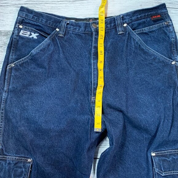 EX Exco Cargo Carpenter Jeans Vintage Y2K Baggy Wide Leg Indigo Denim - Picture 11 of 13